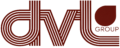 logotipo retro de rayas “dvl group”